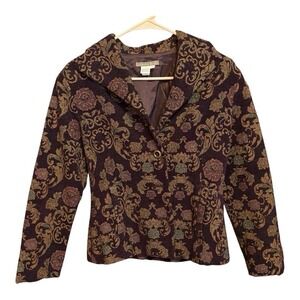 Isabella Bird Womens Jacket | Size 4 | Floral Button‎ Front Long Sleeve Pockets